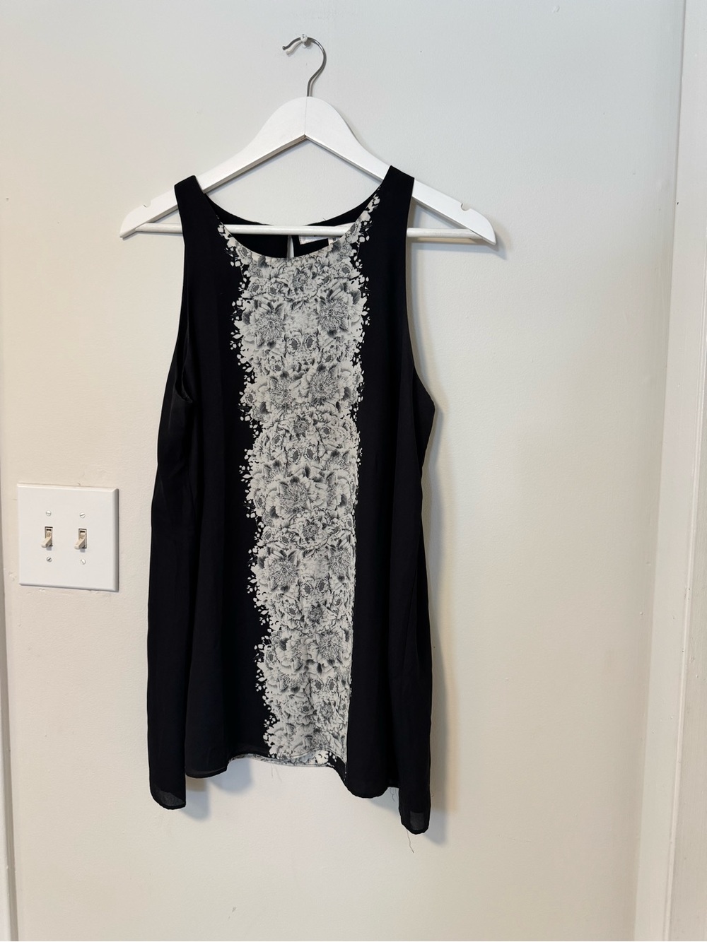 Max Studio Black blouse with Floral Panel